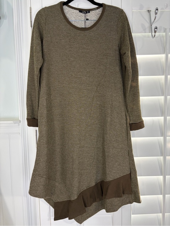 Annabelle Dresses & Skirts - NWT Olive Brown Knit Asymmetrical Dress with POCKETS! (S)